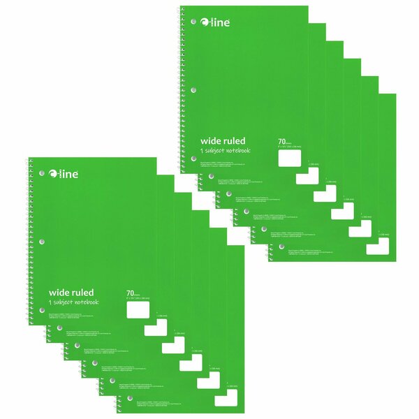 C-Line Products One-Subject Notebook, 70 Page, Wide Ruled, Green, 12PK 22043
